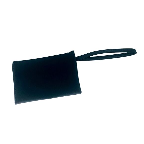 Coin Purse Small Zippered Pouch Black 6 x 4 Inch Wristlet Wallet Dual Pocket - Picture 2 of 7